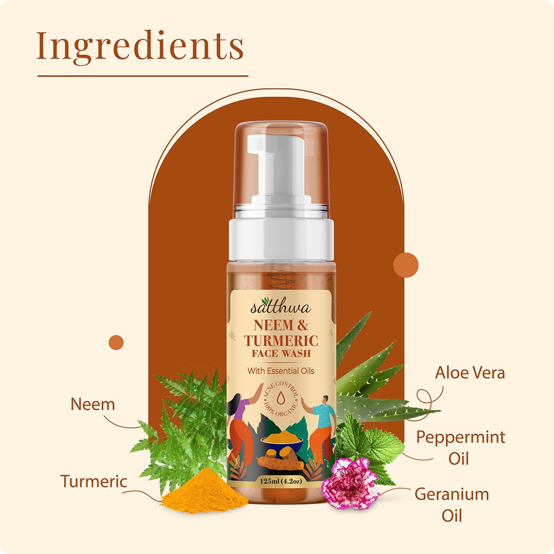 Satthwa Neem & Turmeric Foaming Face Wash For Clear AcneFree Skin