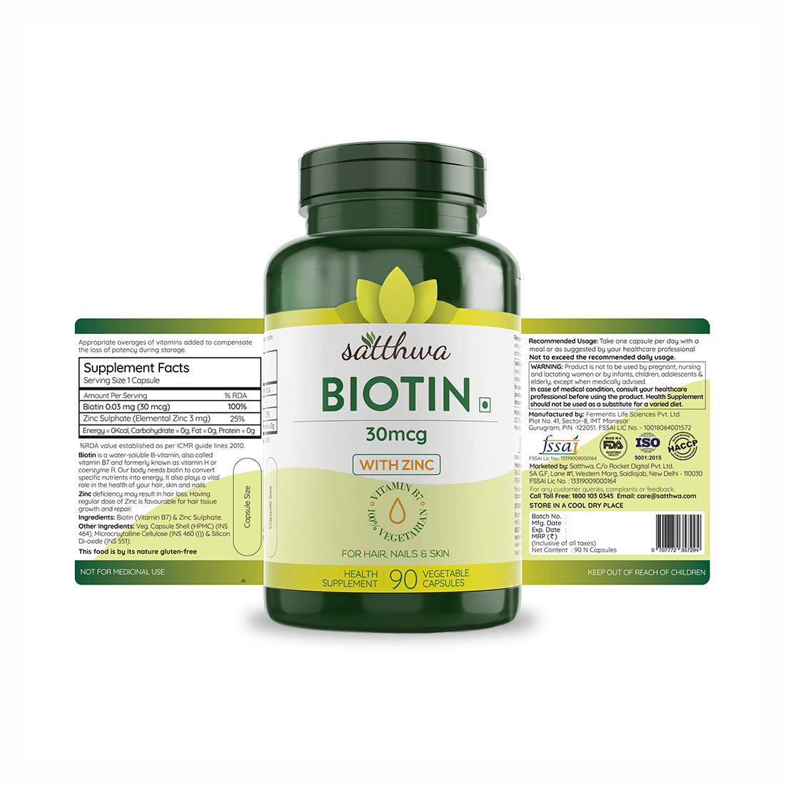 Best Biotin Supplement with Zinc for Hair growth, Nails and Skin | Satthwa