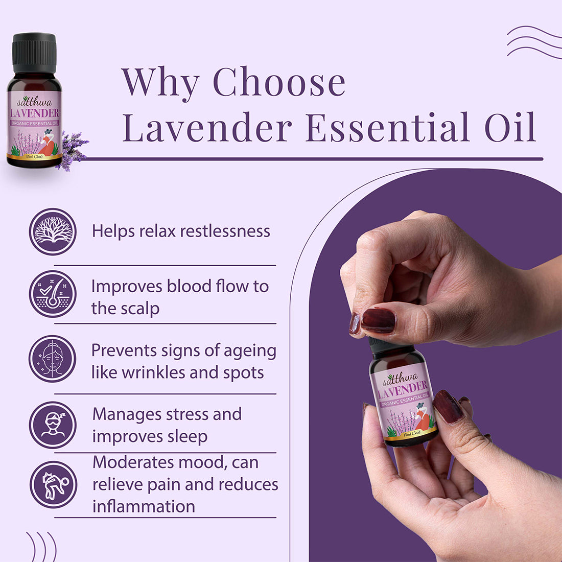 Buy Satthwa Organic Lavender Essential Oil For Aromatherapy And Wellness