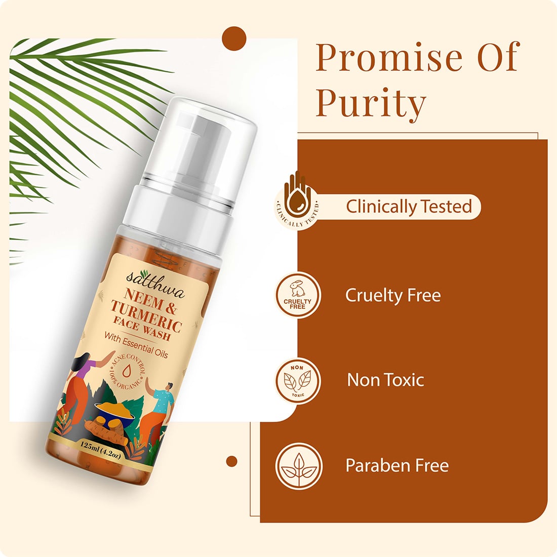 Satthwa Neem & Turmeric Foaming Face Wash For Clear AcneFree Skin