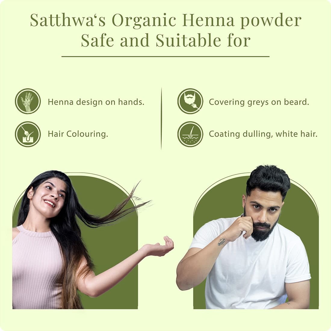 Mehandi Brand Satthwa Organic Henna Powder (Sojat Mehndi) - Hair Colour & Covering Greys