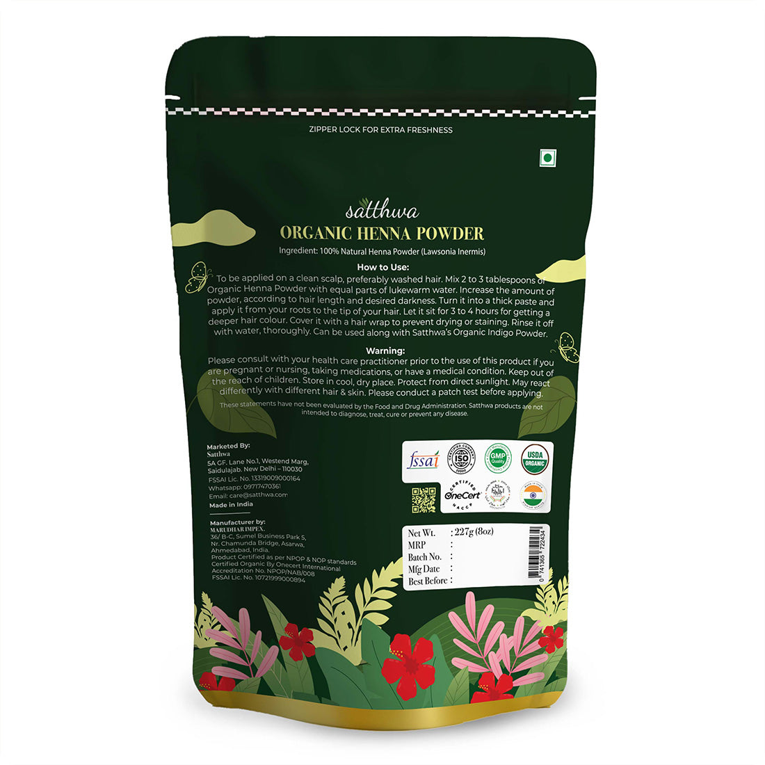 Satthwa Organic Henna Powder (Mehndi) Hair Colour & Covering Greys