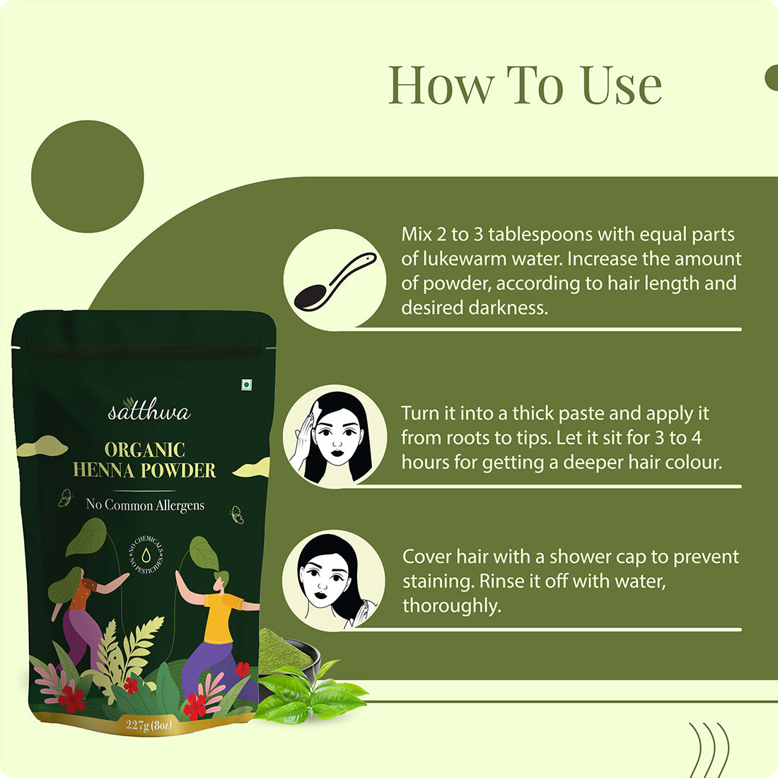 Satthwa Organic Henna Powder (Mehndi) Hair Colour & Covering Greys