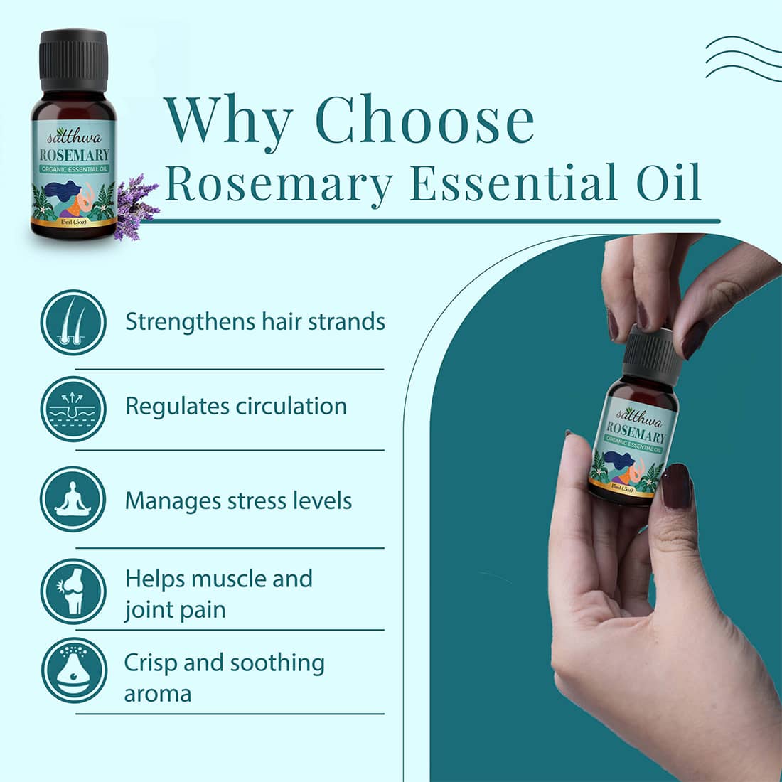 Buy Satthwa Organic Rosemary Essential Oil for Aromatherapy & Wellness